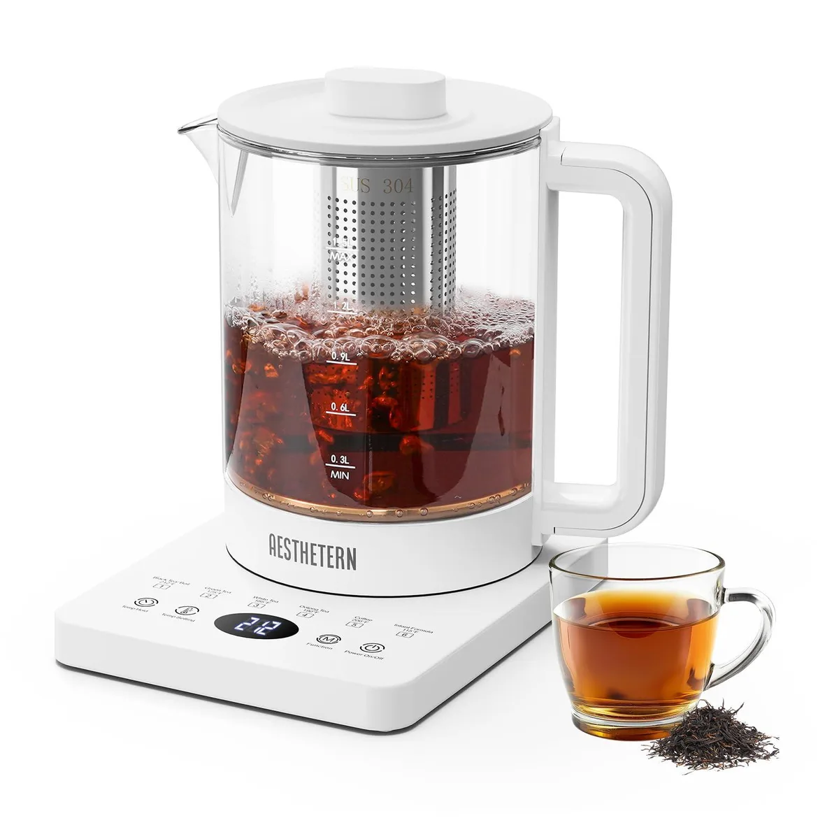 Aesthetern Electric Kettle 1.5L White with Infuser — product photo