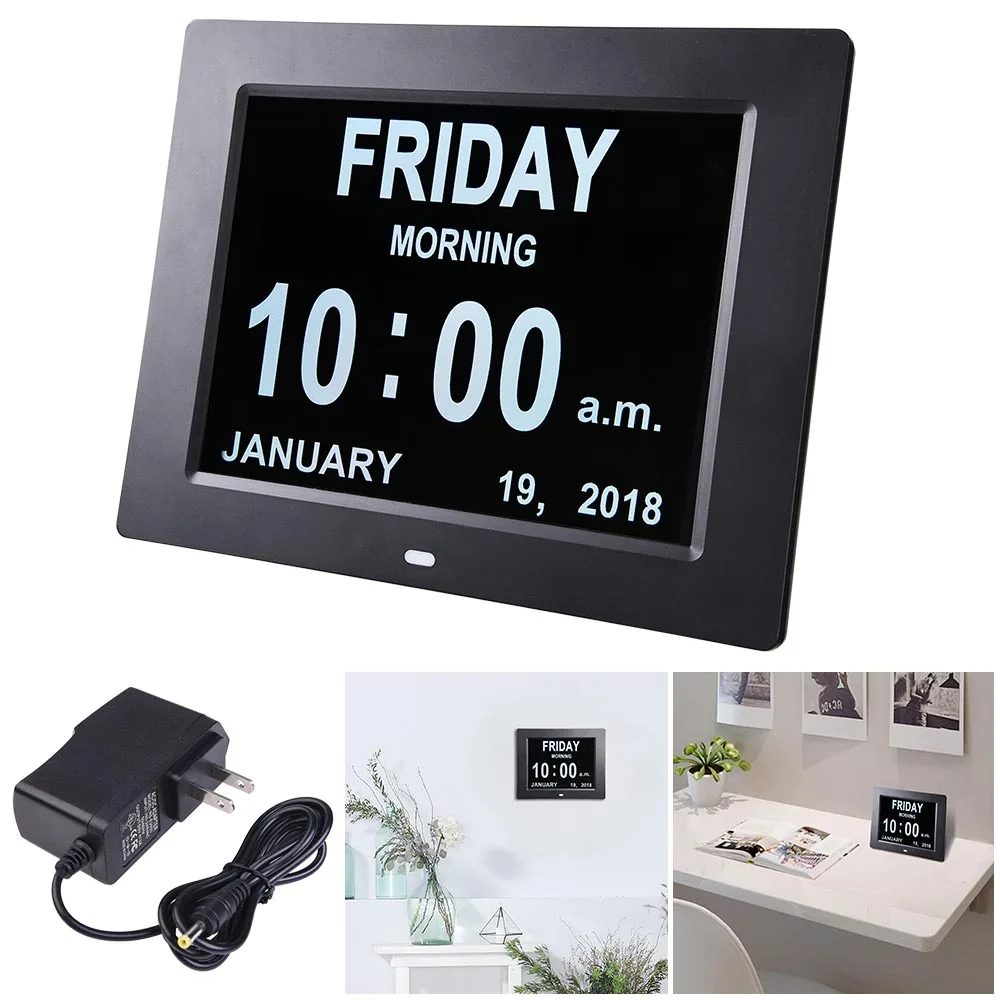 Yescom USA, Inc. Yescom USA, Inc. 8" Digital LCD Day Clock Black 06CLK001-8IN-06 — product photo
