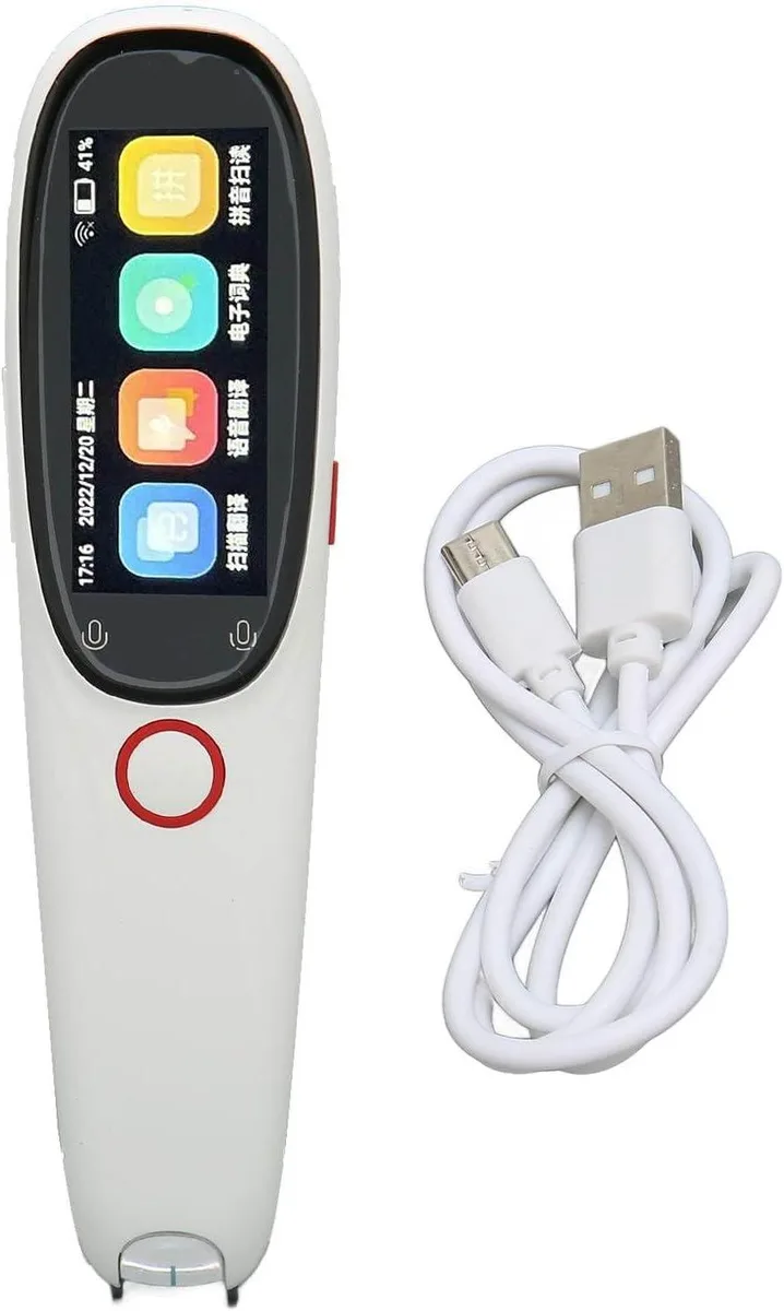 Pen-shaped translator with 3.0in screen, matte finish, side scan button