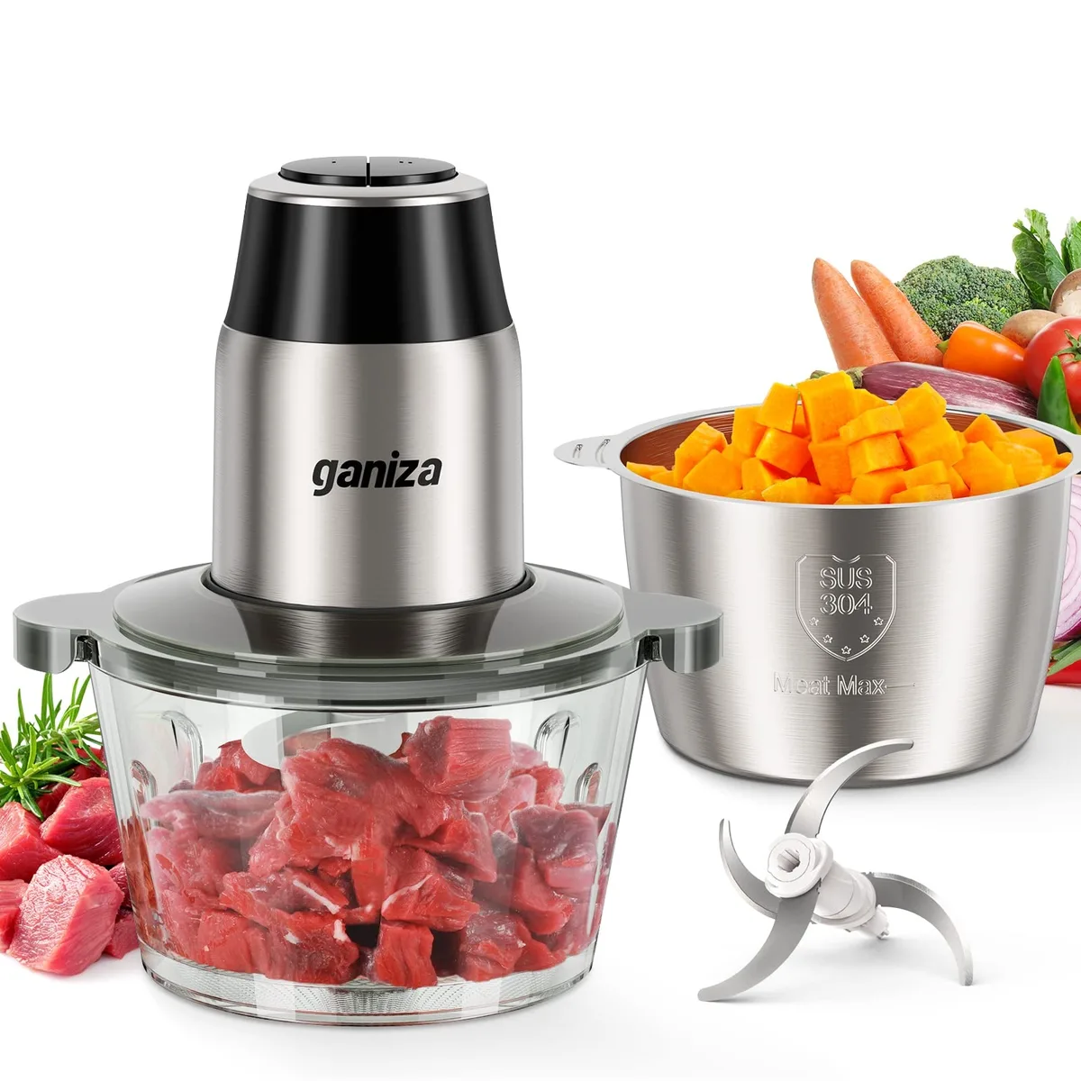  Ganiza GC10 Food Processor 450W 2 Bowls 8 Cup 2 Speed — product photo