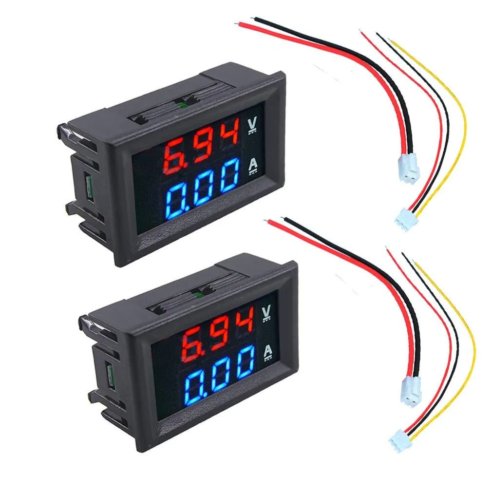  Digital Voltmeter Ammeter DC 100V 10A 0.28" Blue Red Dual LED 2pcs — product photo