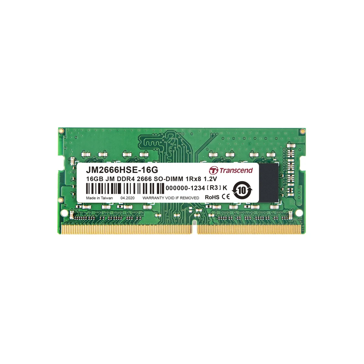 Transcend Transcend JetRam 16GB DDR4 2666MHz CL19 SO-DIMM laptop RAM — product photo