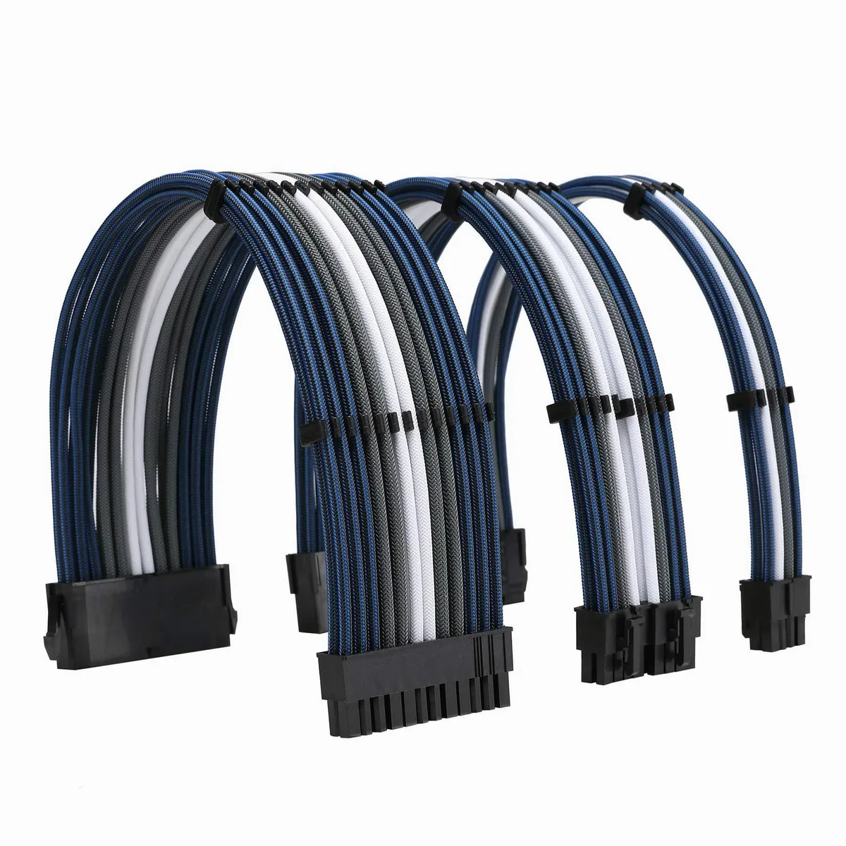 FormulaMod FormulaMod Internal Power Cable Kit 18AWG 24Pin ATX 8Pin EPS 8Pin PCIe 180° Blue Black Grey White — product photo