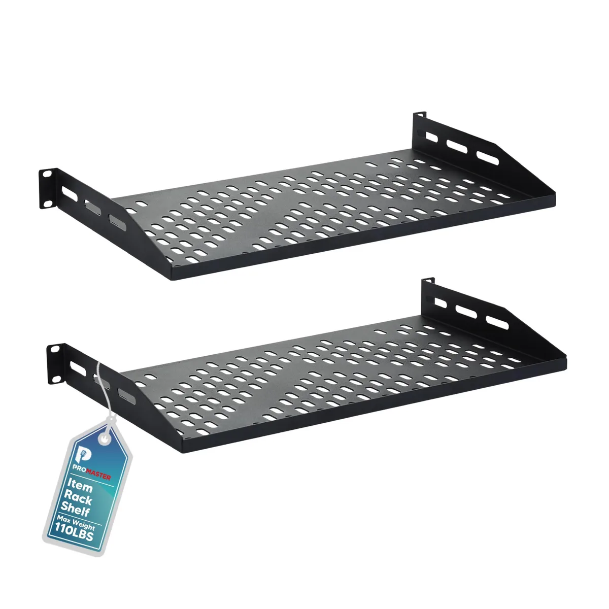  ThePromaster Vented Shelf 2-Pack 19" 10" Deep 1U Black — product photo