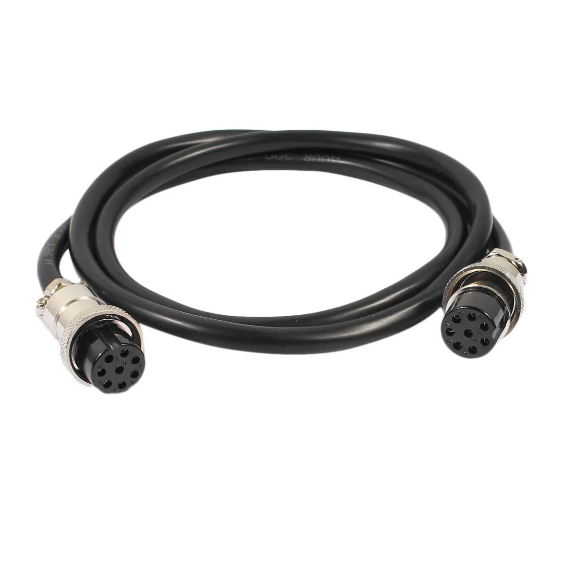 Black metal 8-pin aviation socket cable 1m length PVC jacket .8 inch thread .24 inch diameter 106g weight