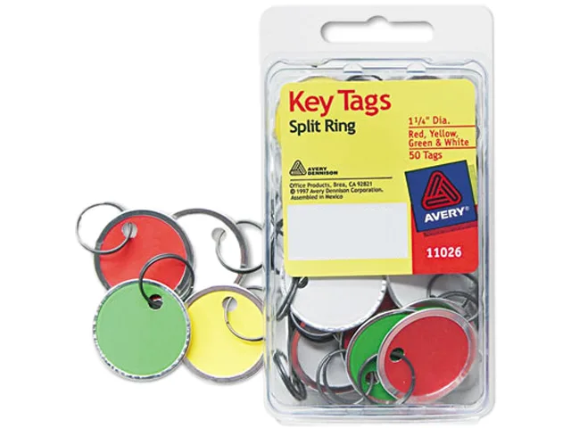 Avery Avery 11026 Card Stock Metal Rim Key Tags Assorted 50/Pack — product photo