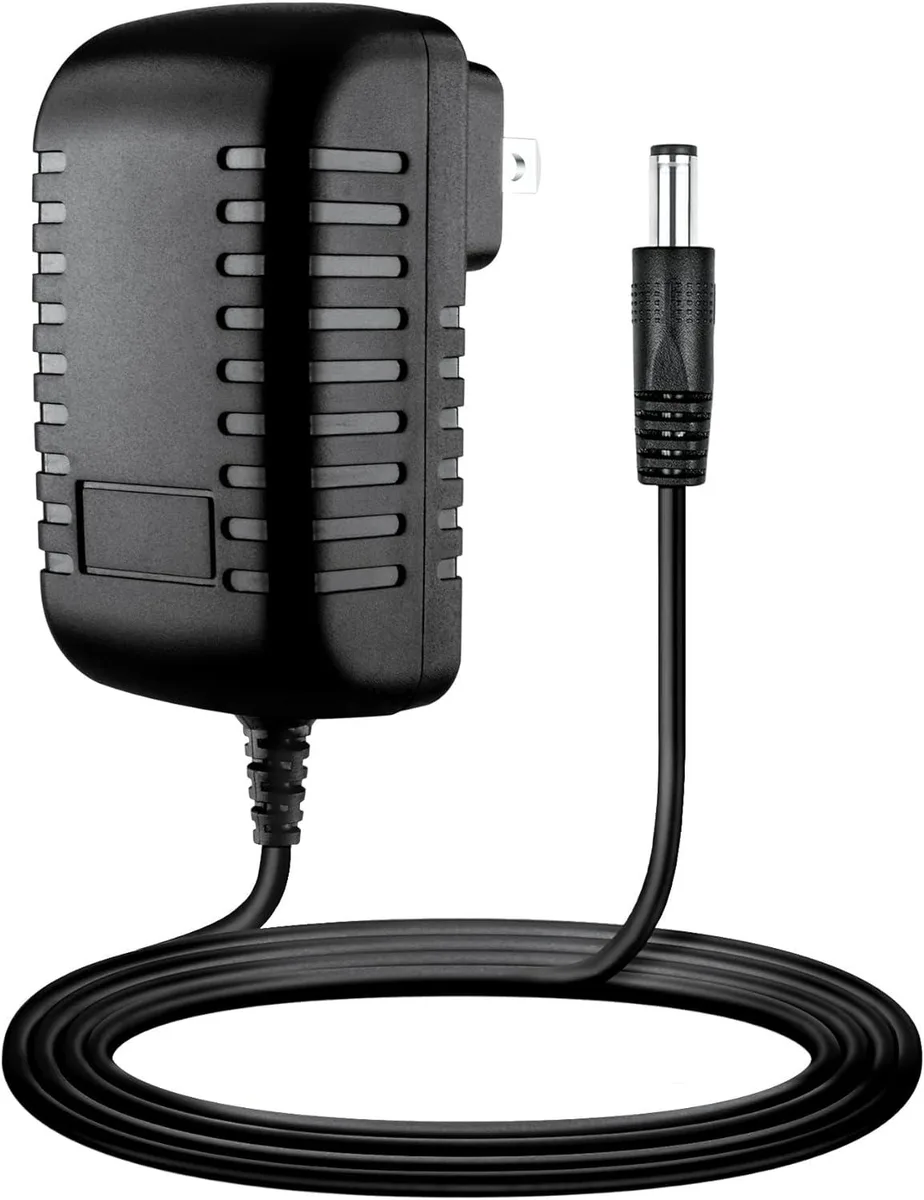 Compact black AC adapter with barrel connector and detachable power cord