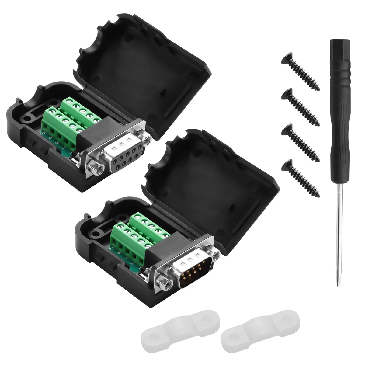 Vszerda Vszerda DB9 RS232 Solderless Breakout Pair Male Female with Case Nuts — product photo