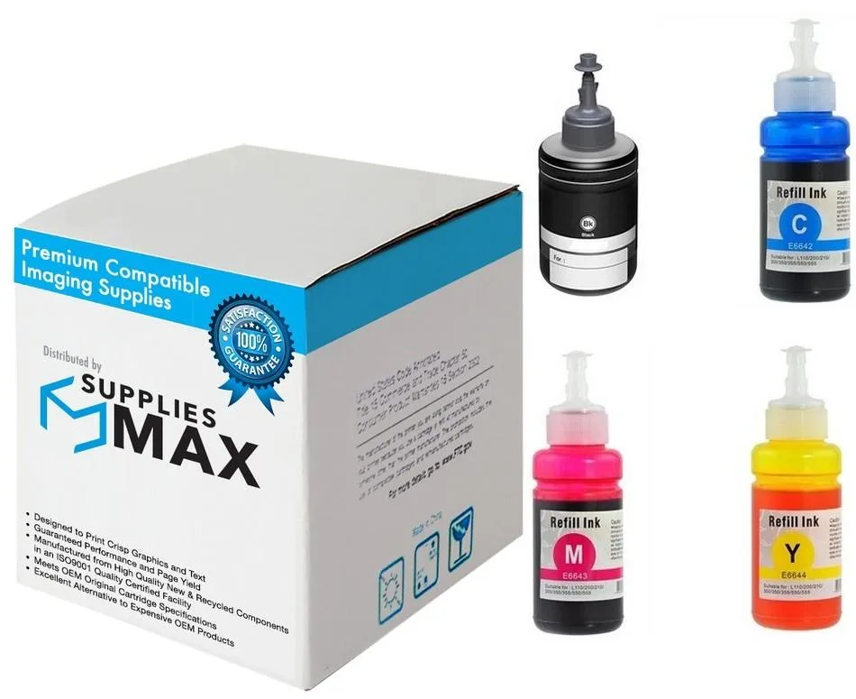 SuppliesMax SuppliesMax T774120P-BCS pigment ink bottle combo pack (BK/C/M/Y) — product photo