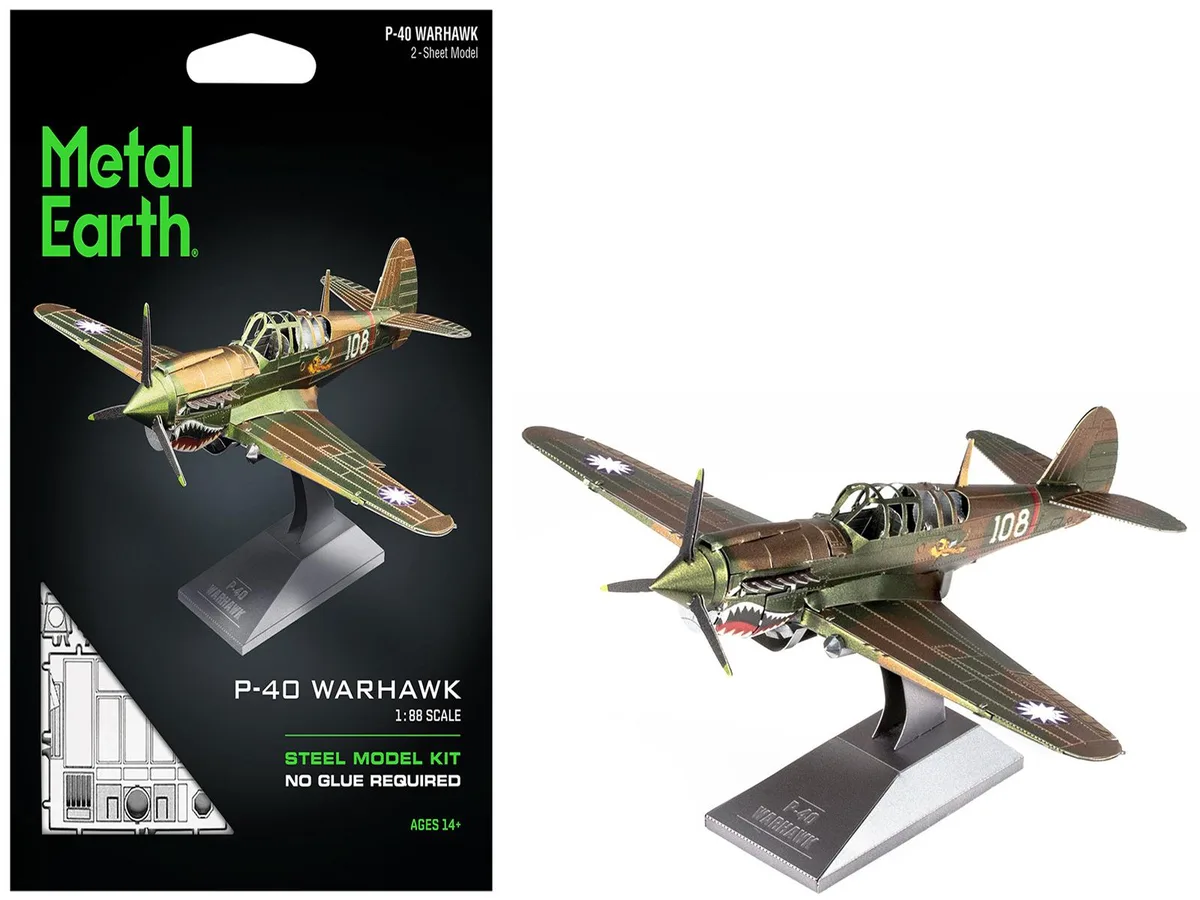 Metal Earth Metal Earth Curtiss P-40 Warhawk AVG Chinese Air Force 1/88 Steel Model Kit hobby collectible — product photo