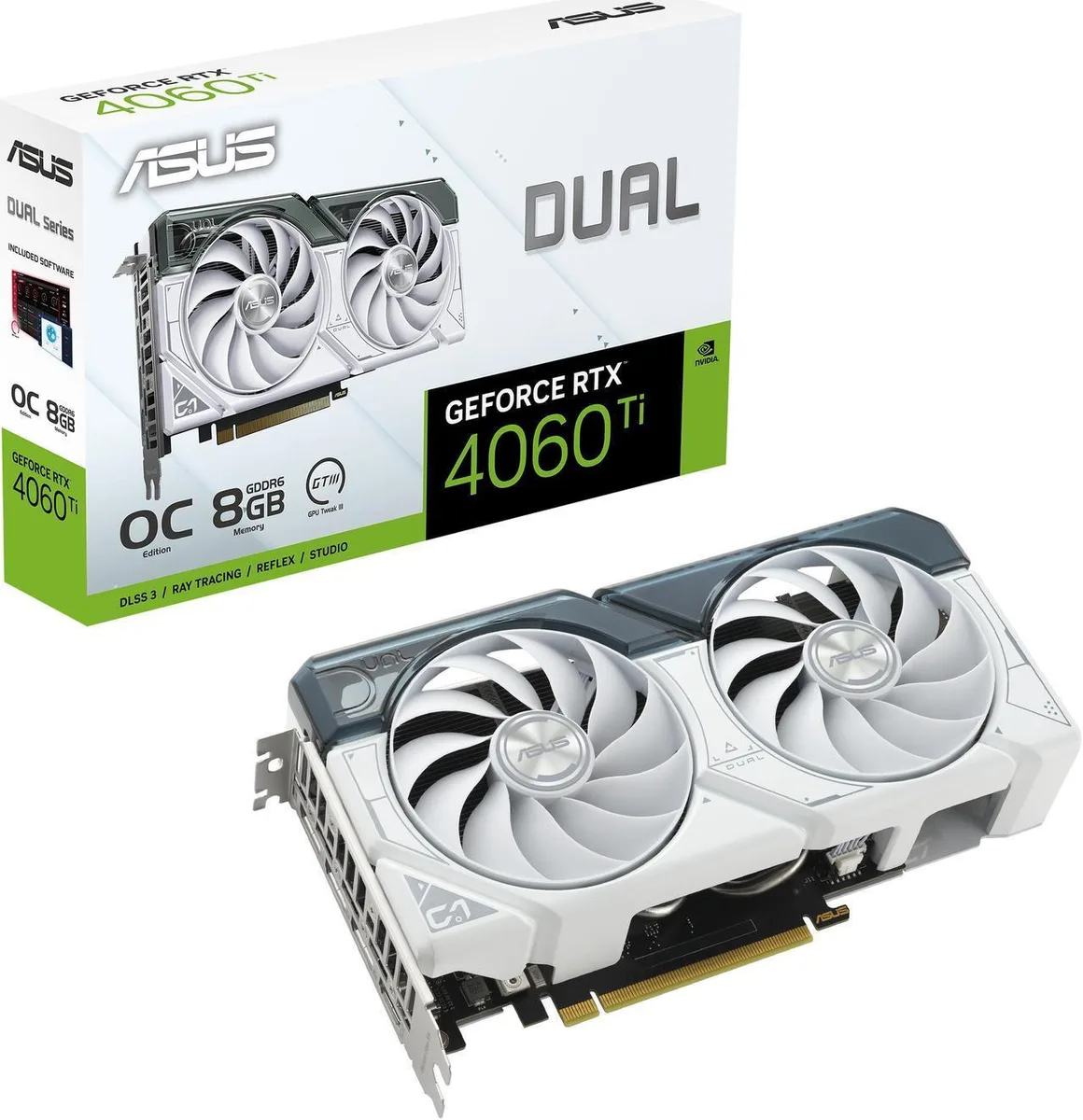 ASUS ASUS Dual GeForce RTX 4060 Ti White OC 8GB graphics card — product photo
