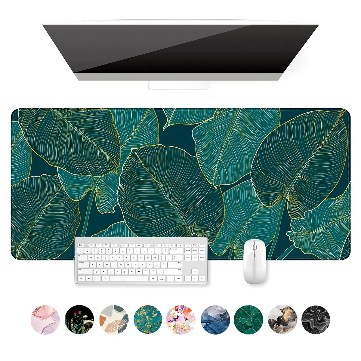  Auhoahsil ZJ90x40-Beach Palm Tree Leaves XXL Desk Mat 35.6 x 15.8 in — product photo