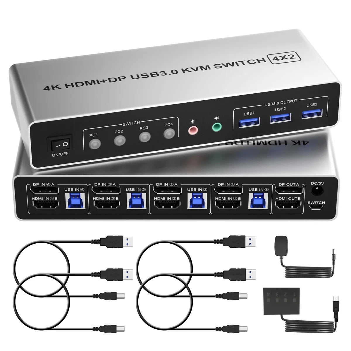 BUCIER BUCIER DKM402C-USB3.0-E 4-Port Dual Monitor KVM Switch — product photo