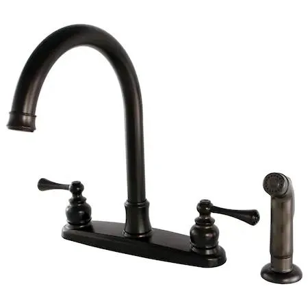 Vintage oil-rubbed bronze centerset kitchen faucet with matching side sprayer