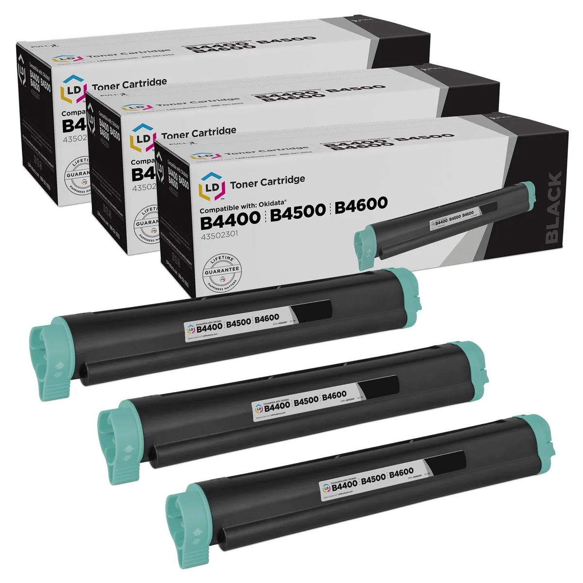 LD Products LD Products 43502301 Type 9 Black toner cartridge 3-pack — product photo