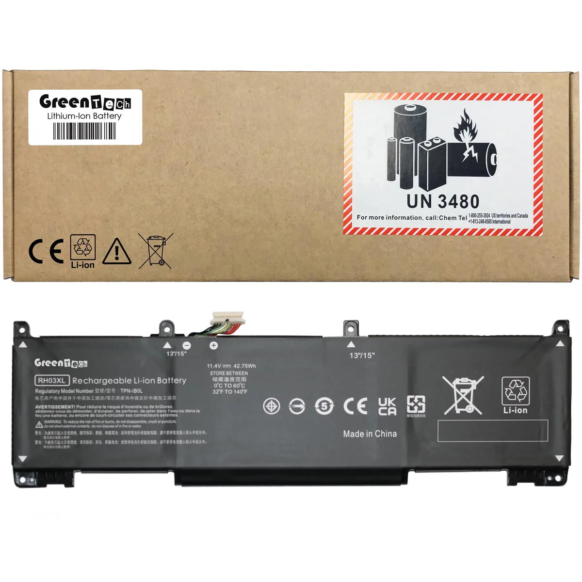 GreenTechLLC GreenTechLLC M75599-005 RH03XL 42.75Wh laptop battery for HP ProBook 430 440 450 630 640 650 G8 — product photo