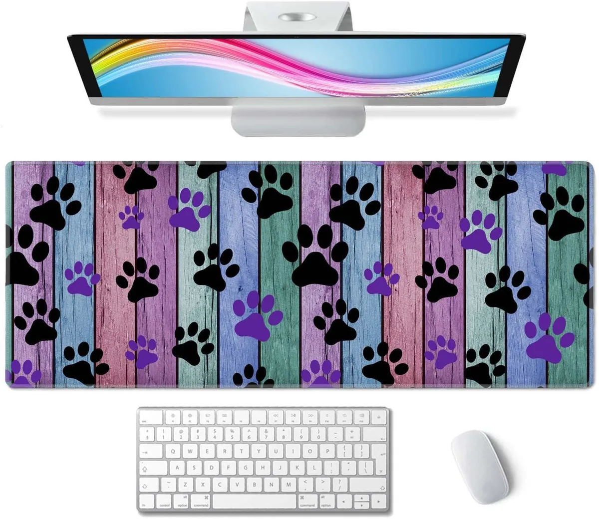  Keychron KUN-XLPAD-8043 Mouse Pad Black and Purple Dog Paw 31.5 x 11.8 inches — product photo