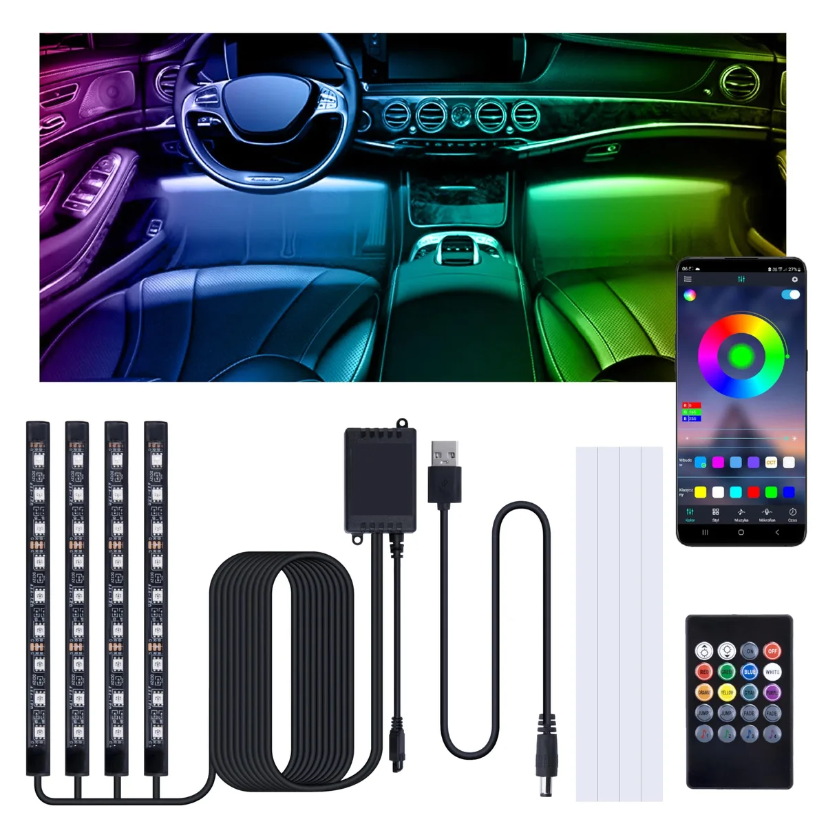  Sixzoo Car LED Interior Lights with USB Adapter 0.222 kg — product photo