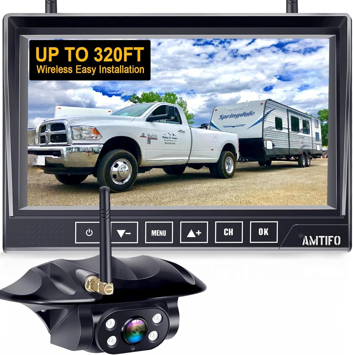 WUQ WUQ RV Wireless Backup Camera Kit A7 1080P 4-Channel IP69K — product photo