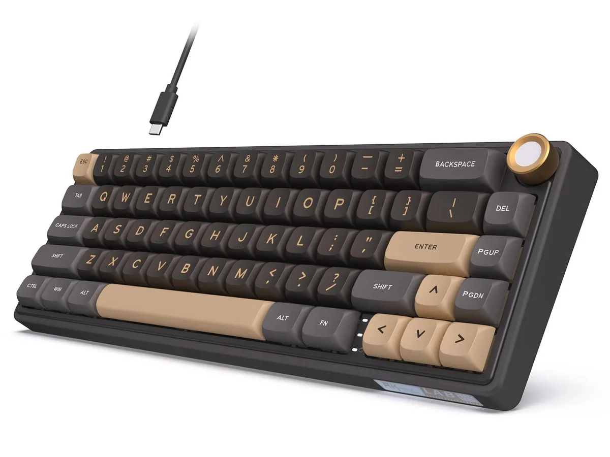  GE RKR65 60% Wired Gaming Keyboard Gasket Mount Cream Switch Black — product photo