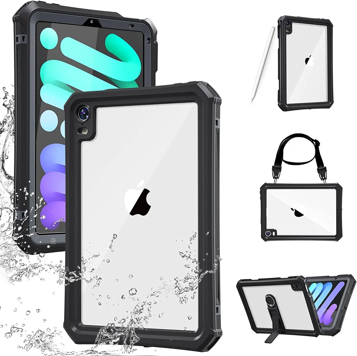 Werleo Werleo Waterproof Case for iPad Mini 6 8.3 Inch 2021 with Lanyard Kickstand Black — product photo