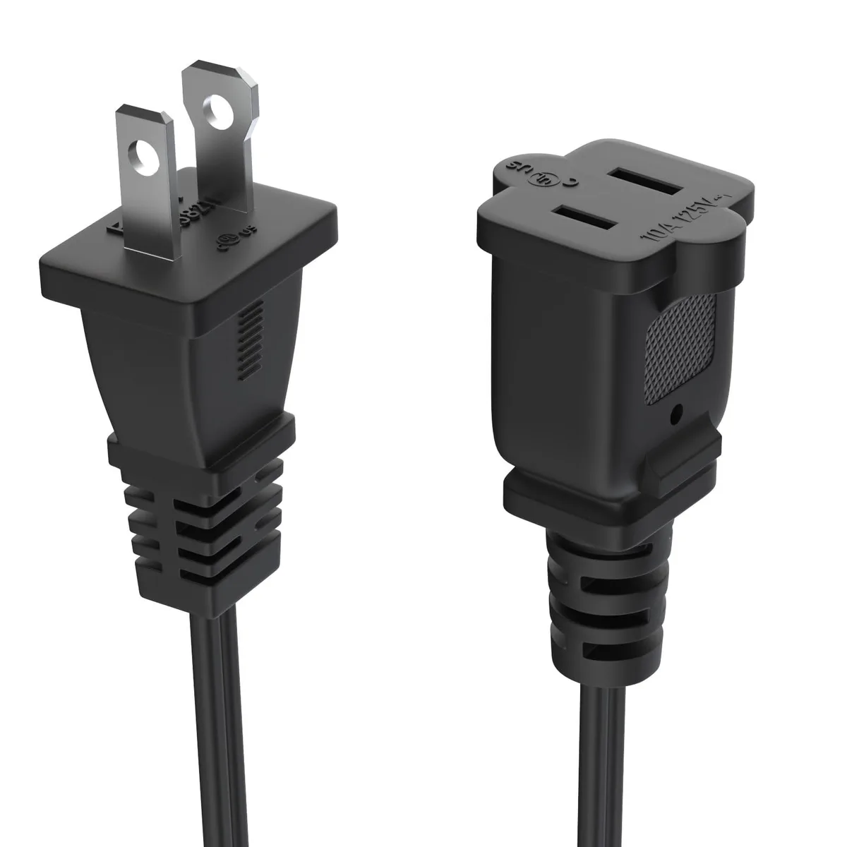  LBSC 6ft 2-Outlet Power Extension Cord 18AWG 10A 125V Black NEMA 1-15P to 1-15R — product photo
