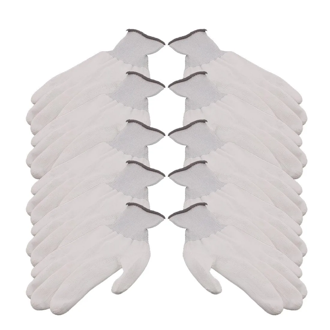 Unique-Bargains Unique-Bargains 5 Pair 13 Needles Nylon Anti-static Non-slip Gloves Gray White — product photo