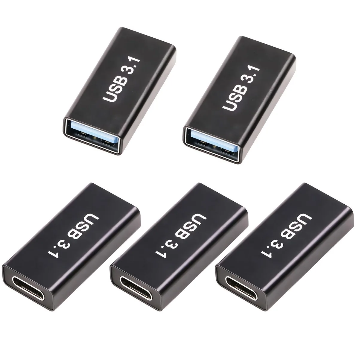 No Sew No Sew USB 3.1 Female to USB-C Female Adapter 5-Pack Black — product photo
