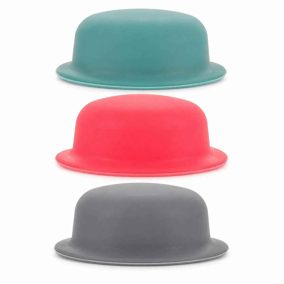Three round silicone lid-knob covers in a set