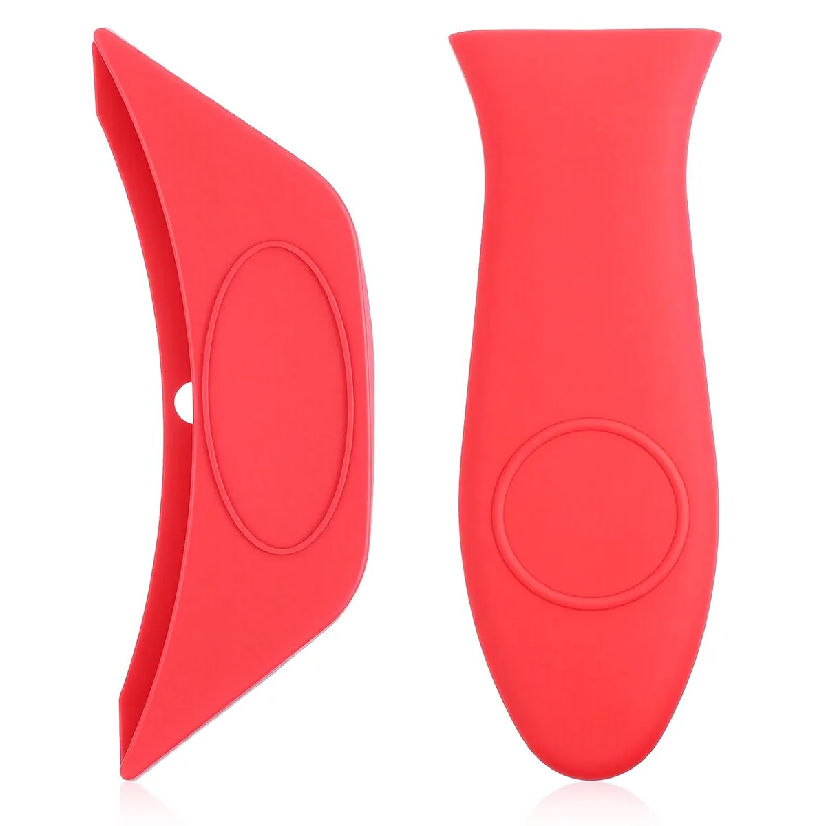 Two silicone handle covers, one pointed knob cover and one larger sleeve, textured grip, hang hole