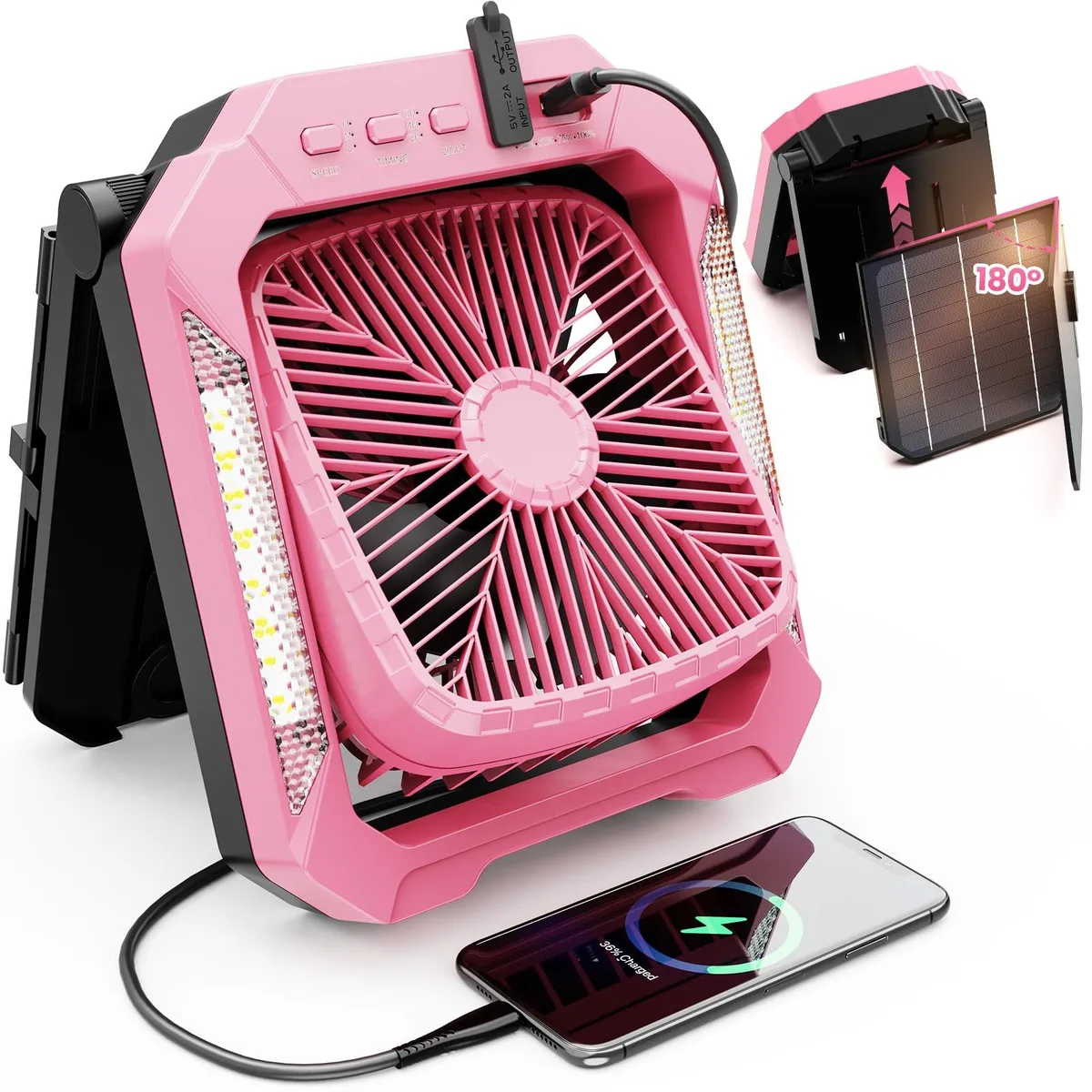  26800mAh Portable Fan with 18W Detachable Solar Panel Cordless — product photo