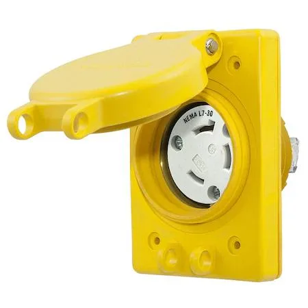 Hubbell Incorporated Hubbell Incorporated HBL69W49 Watertight Flanged Locking Receptacle L7-30R 30A 277V — product photo