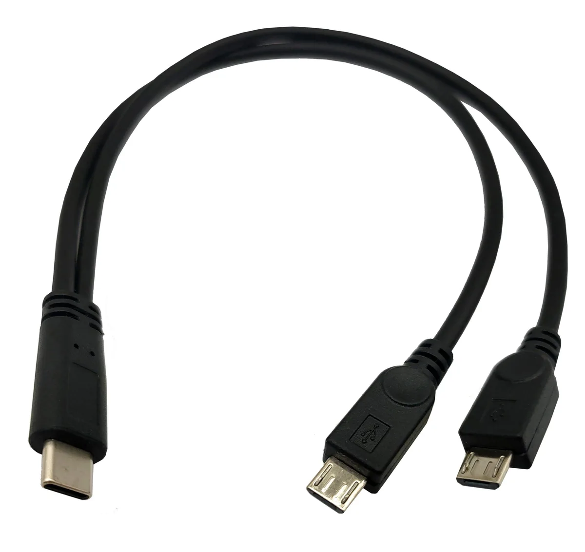 BUCIER BUCIER USB-C to dual Micro-USB Y splitter charge cable 30 cm — product photo