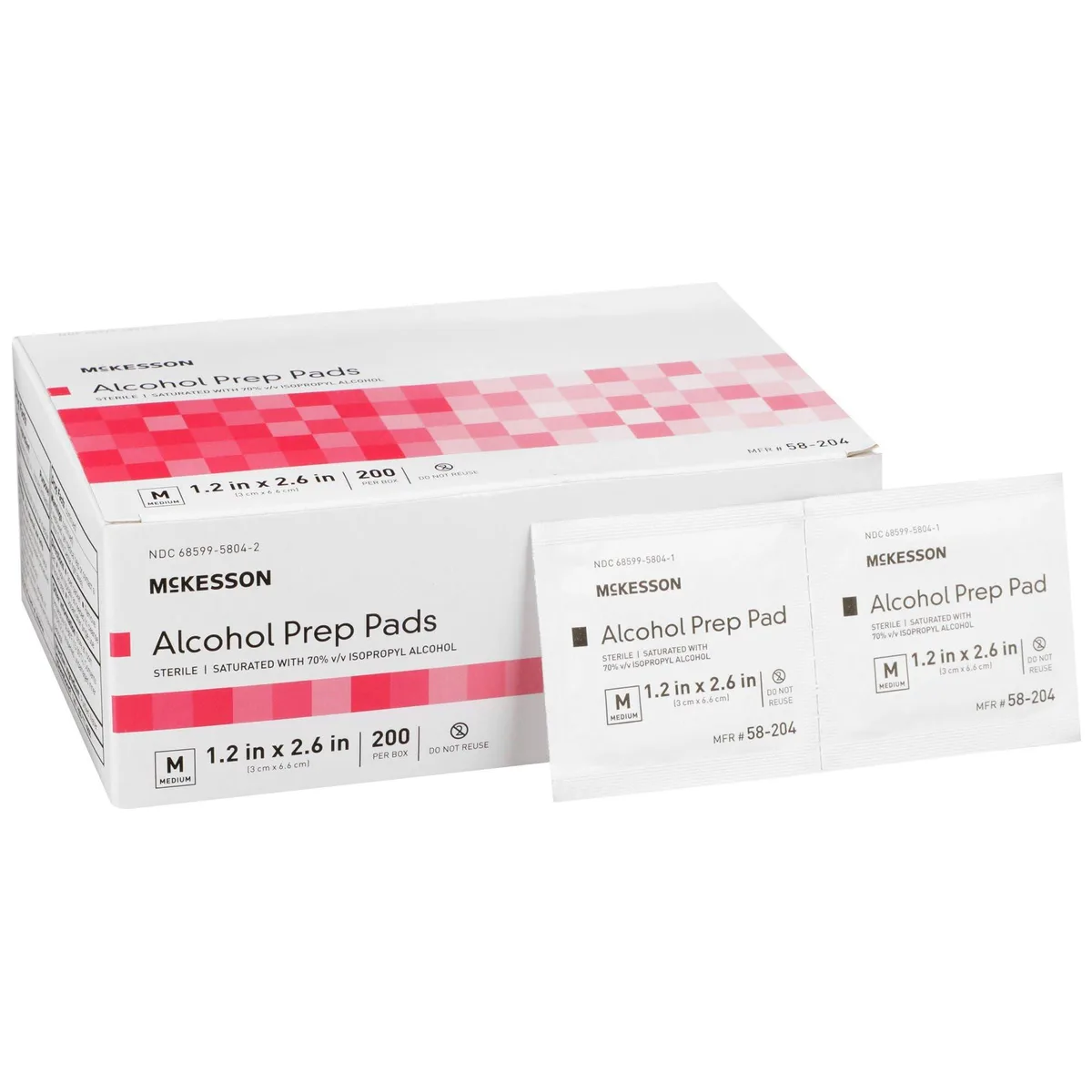White rectangular box containing 200 individually wrapped sterile alcohol prep pads