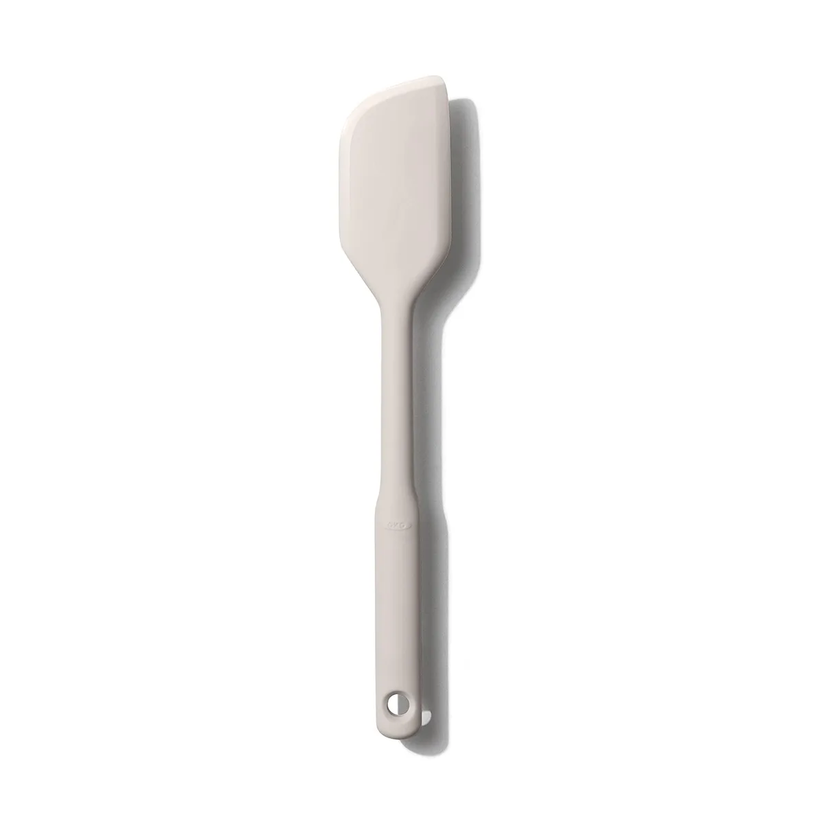 White silicone spatula with rectangular head and long handle