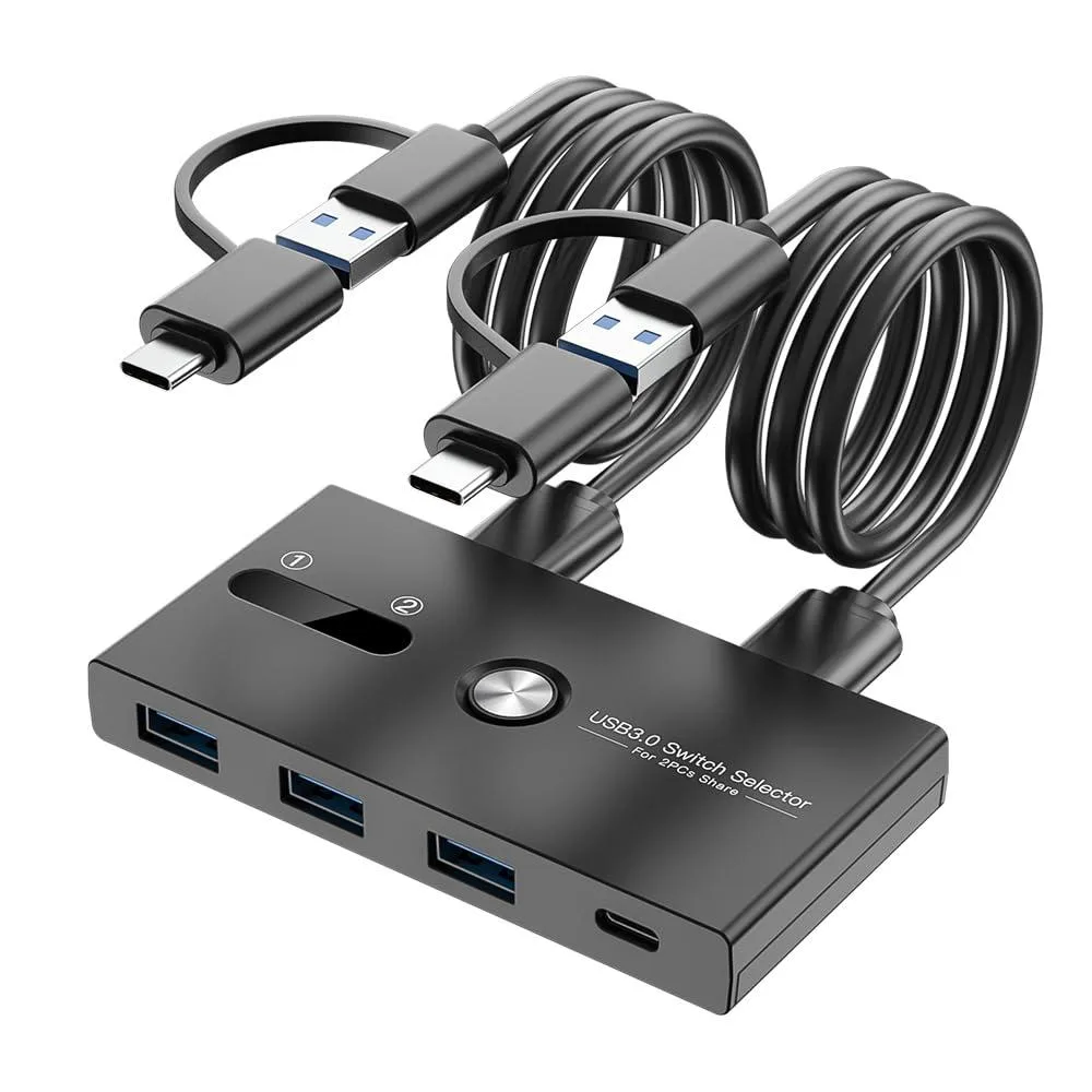 GCROWN GCROWN 4-port USB 3.0 KVM switch 2 PCs 1 Type-C 3 USB-A — product photo