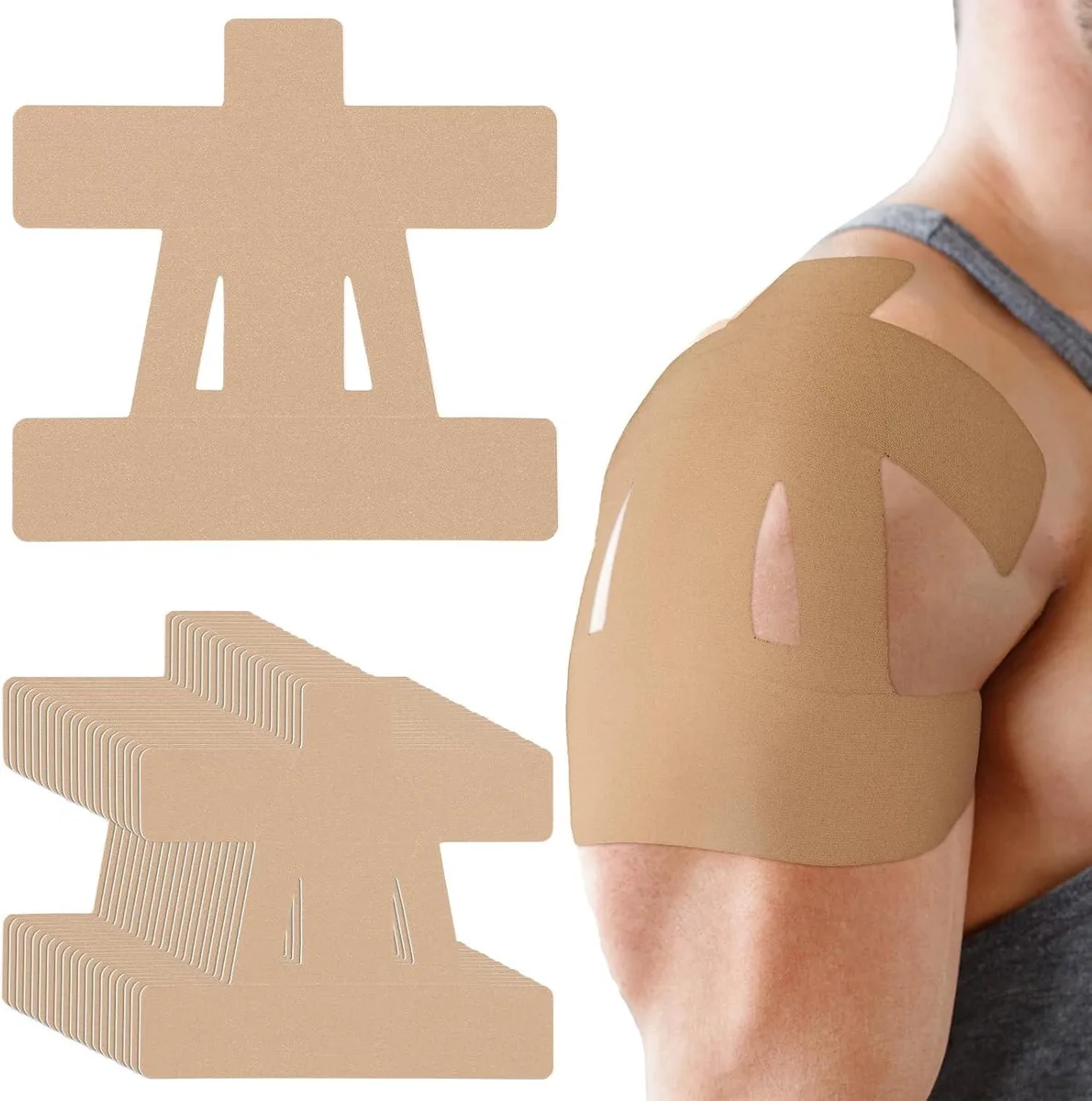 Alpha Fit Alpha Fit 20-Count Pre-Cut Kinesiology Tape Shoulder Beige — product photo