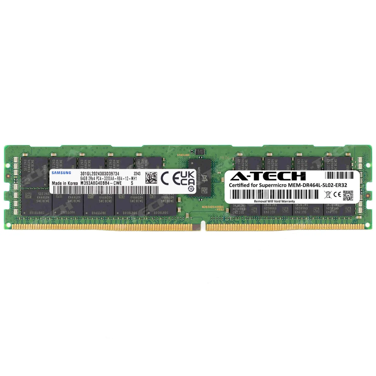 A-Tech A-Tech MEM-DR464L-SL02-ER32 64GB DDR4 3200MHz ECC RDIMM server RAM — product photo