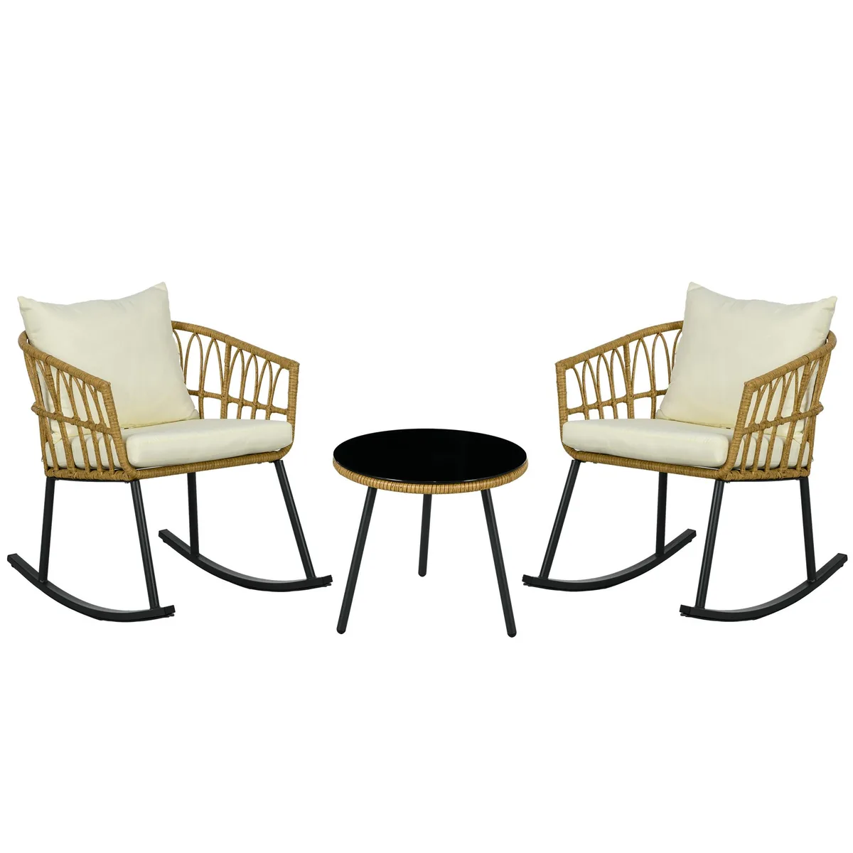 tuphen tuphen 3 Piece Bistro Set Cream Brown Steel Frame — product photo
