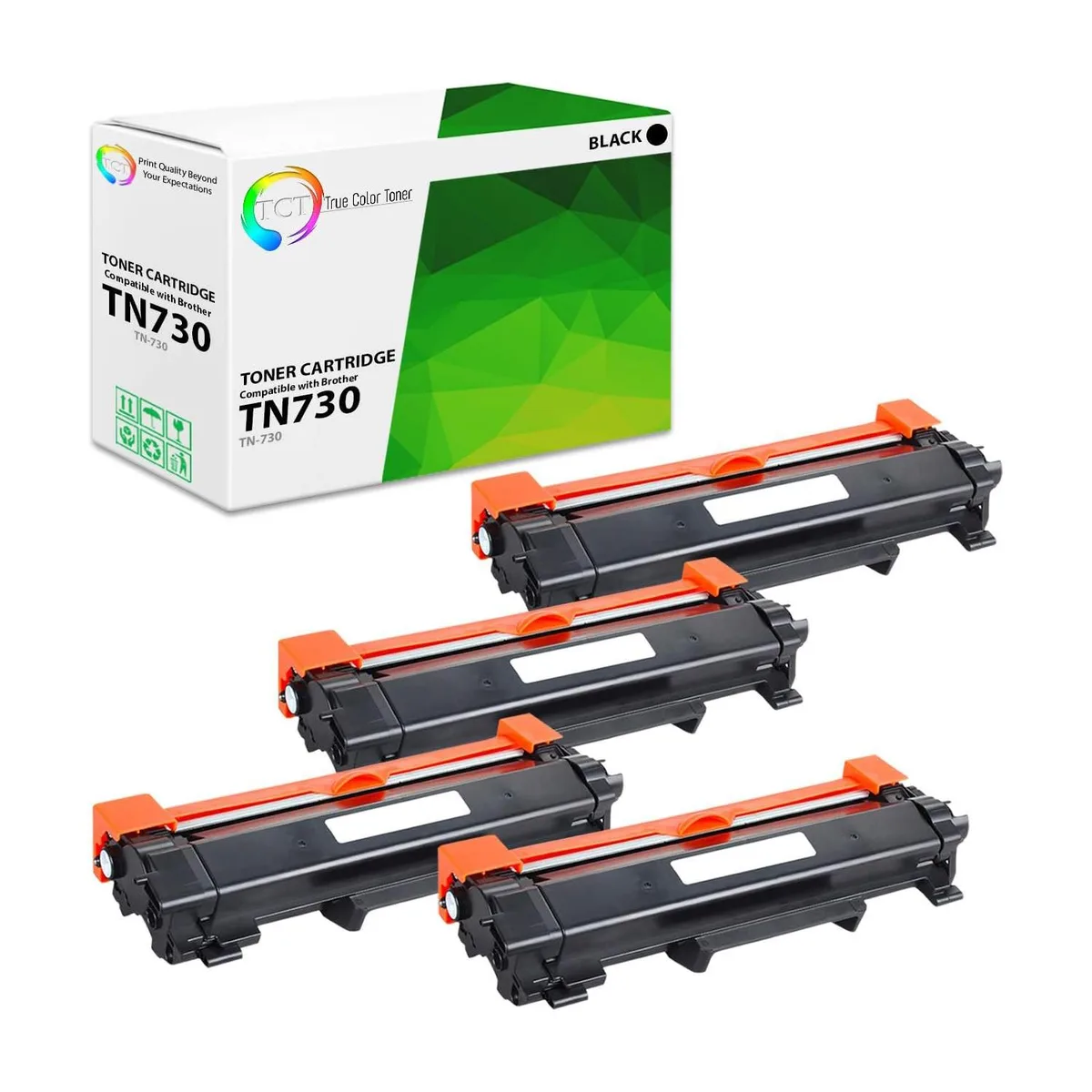 True Color Toner True Color Toner TN-730 Black Toner Cartridge 4 Pack 1200 Pages — product photo