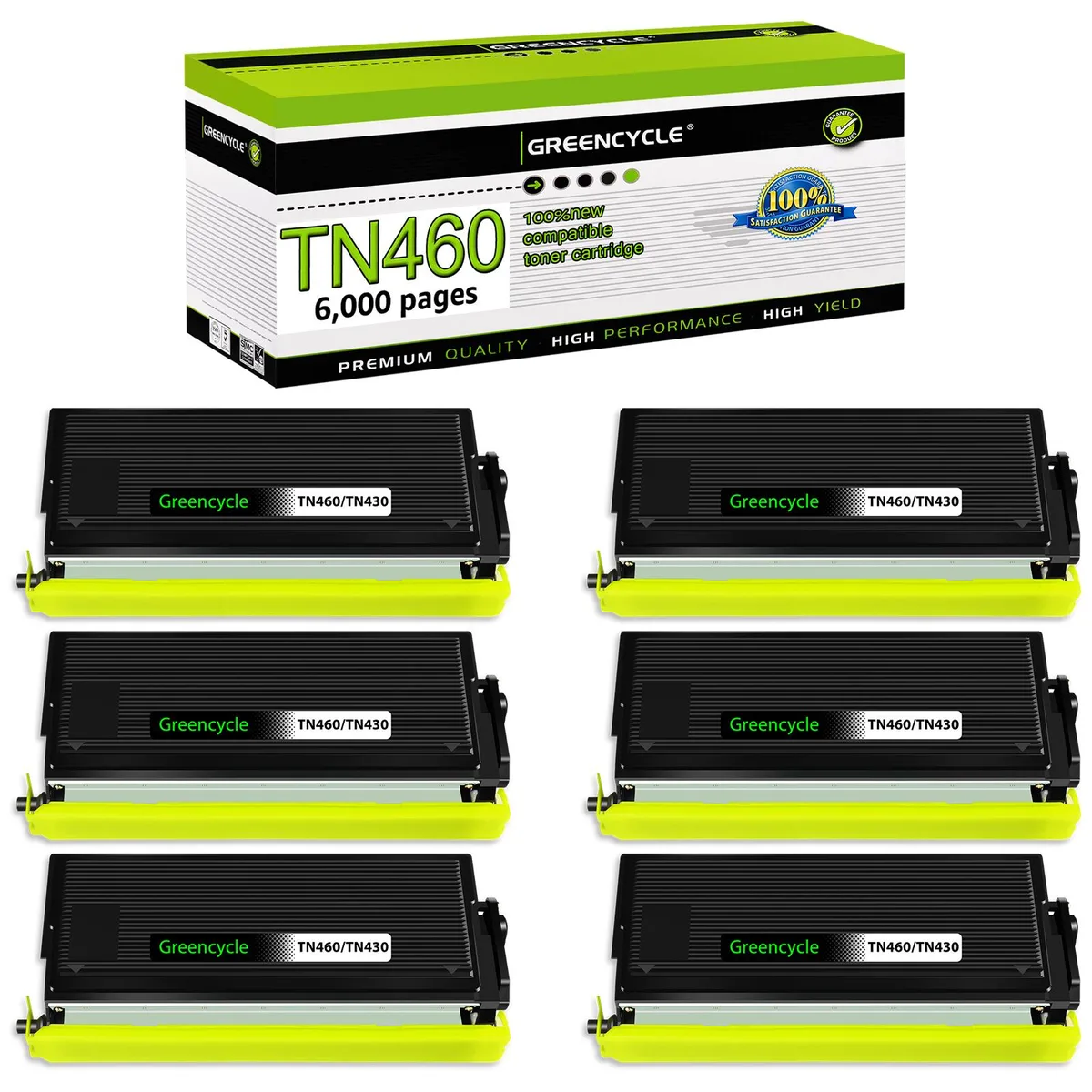 GREENCYCLE GREENCYCLE TN460 Compatible Toner Cartridge Black 6 Pack 6000 Pages — product photo