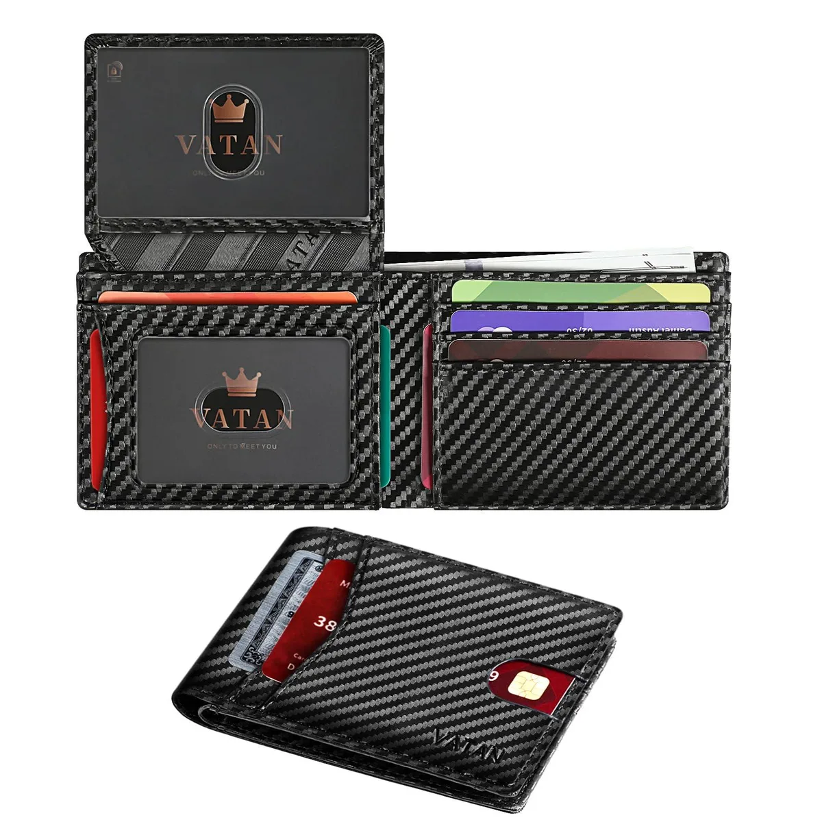  VATAN Va633 wallet 15 cards 11 cm Carbon Fiber Black — product photo
