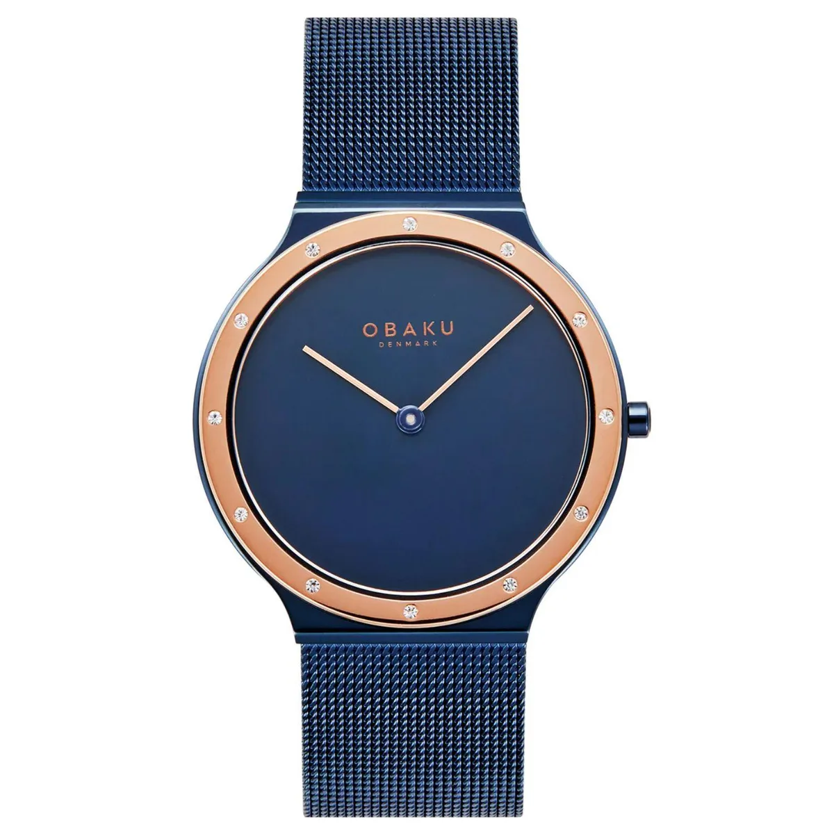Obaku Note Lille blue dial watch on stainless steel bracelet