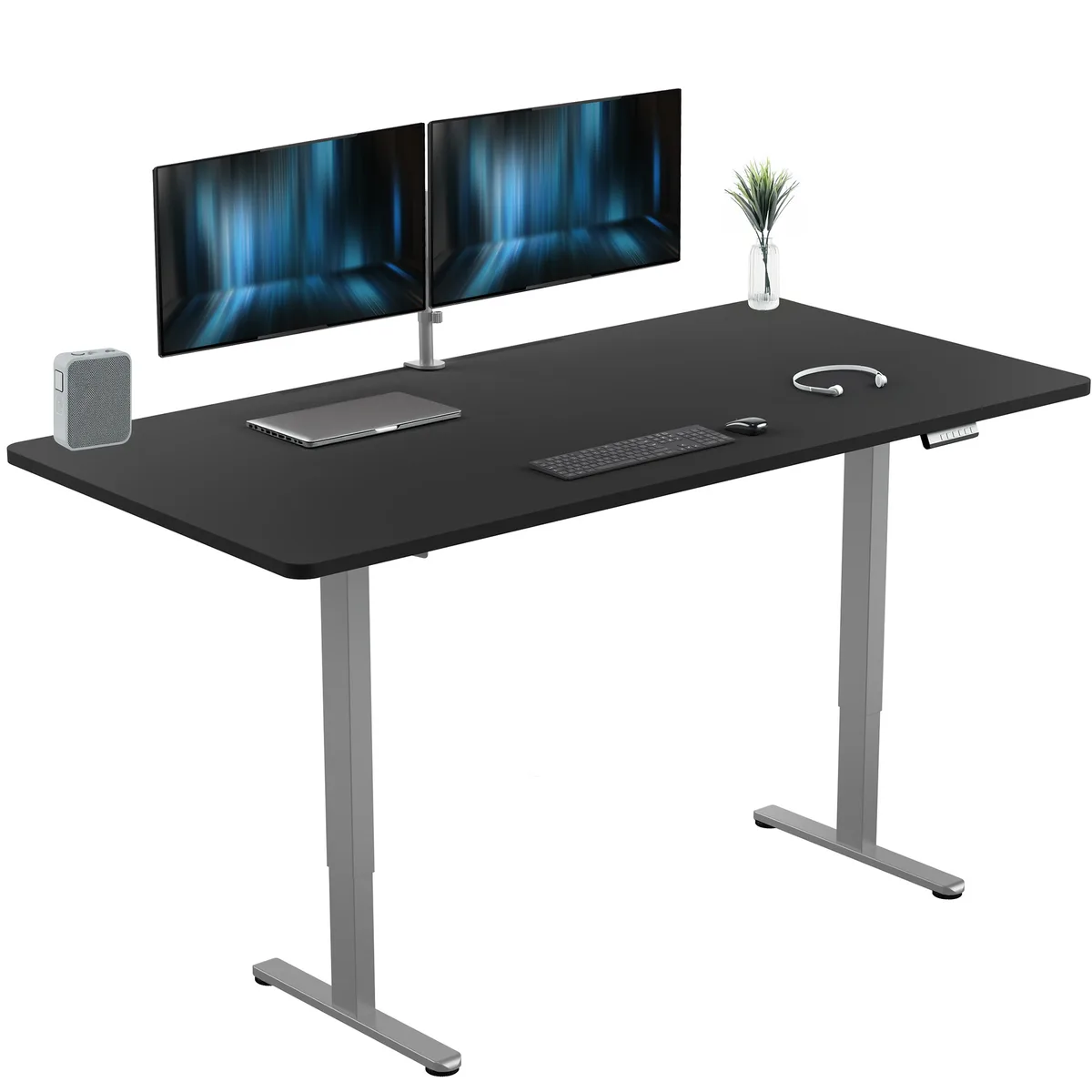 VIVO VIVO Electric Dual Motor Standing Desk 71 x 36 Black Top Gray Frame — product photo