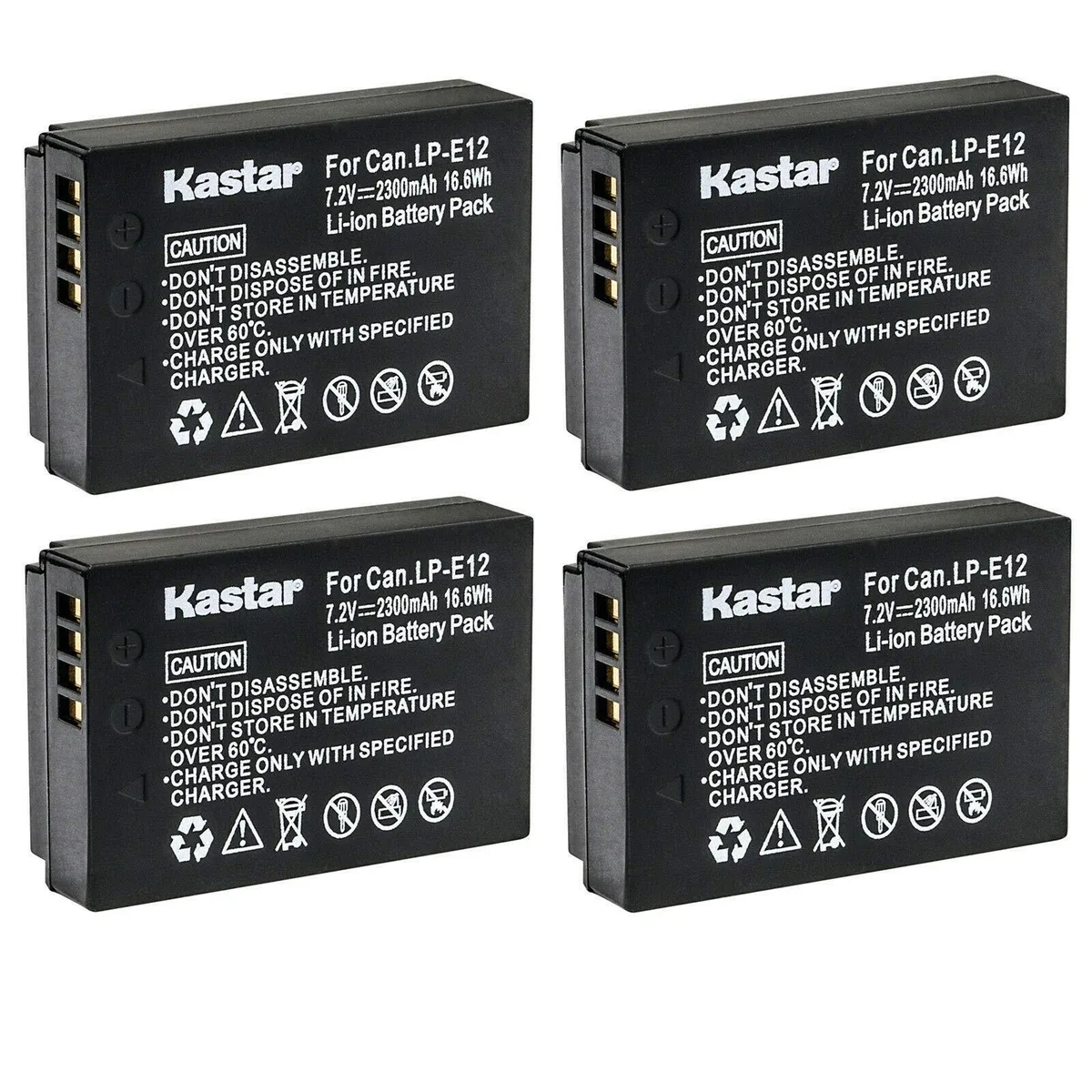 Kastar Kastar LP-E12 4-Pack 7.2V 2300mAh Camera Battery — product photo