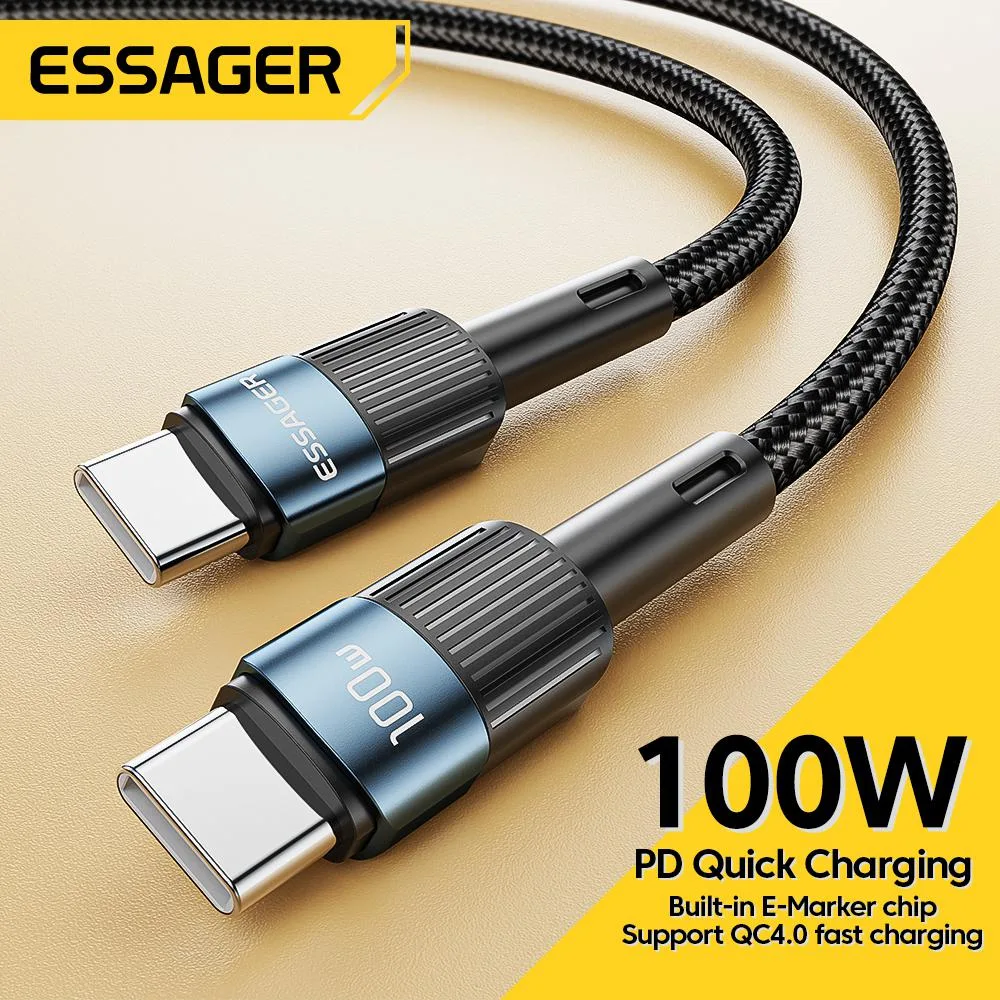 LUOM LUOM Essager XC100W 100W USB-C to USB-C Cable 6.6ft Blue — product photo