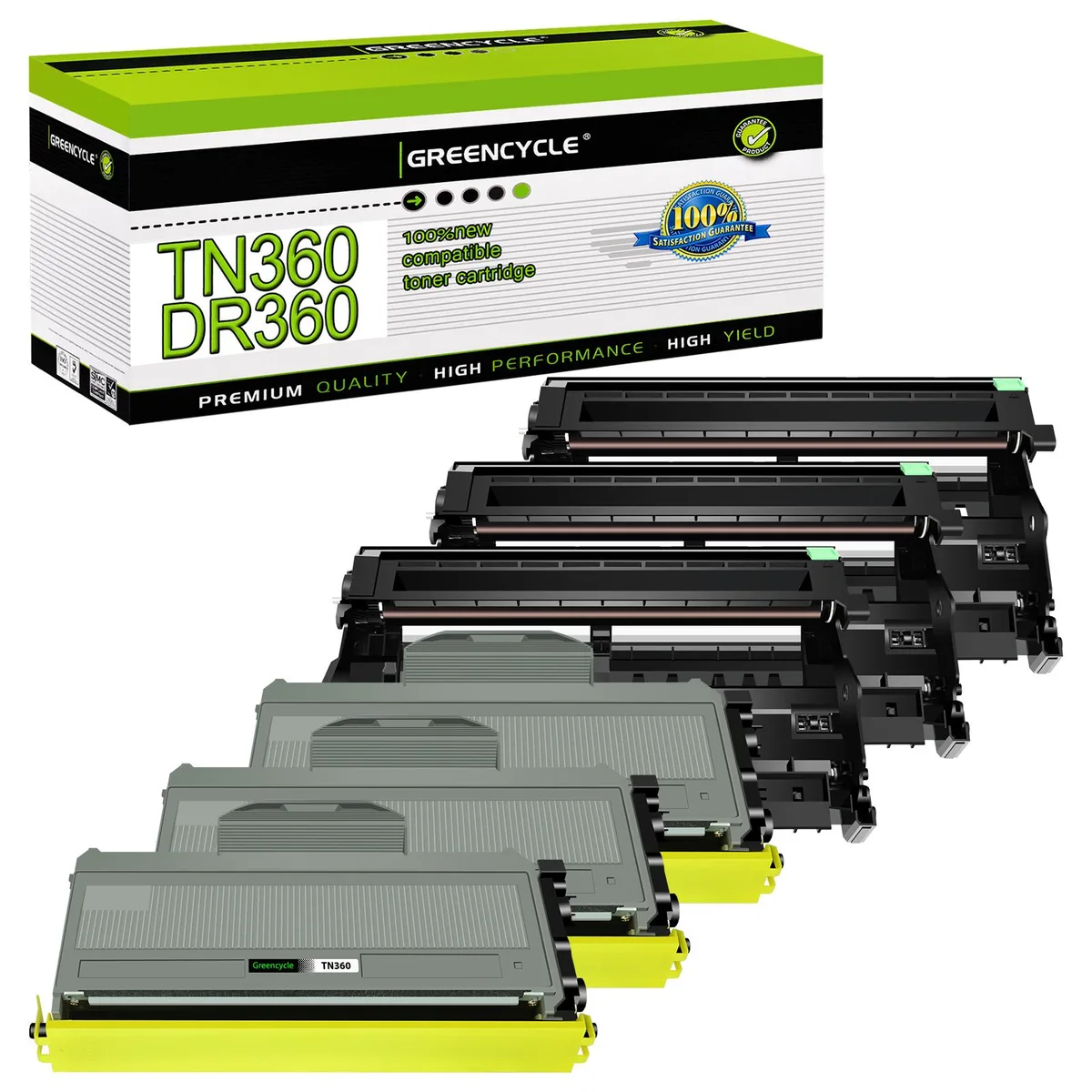 GREENCYCLE GREENCYCLE TN360 DR360 toner cartridge and drum unit 3 pack — product photo