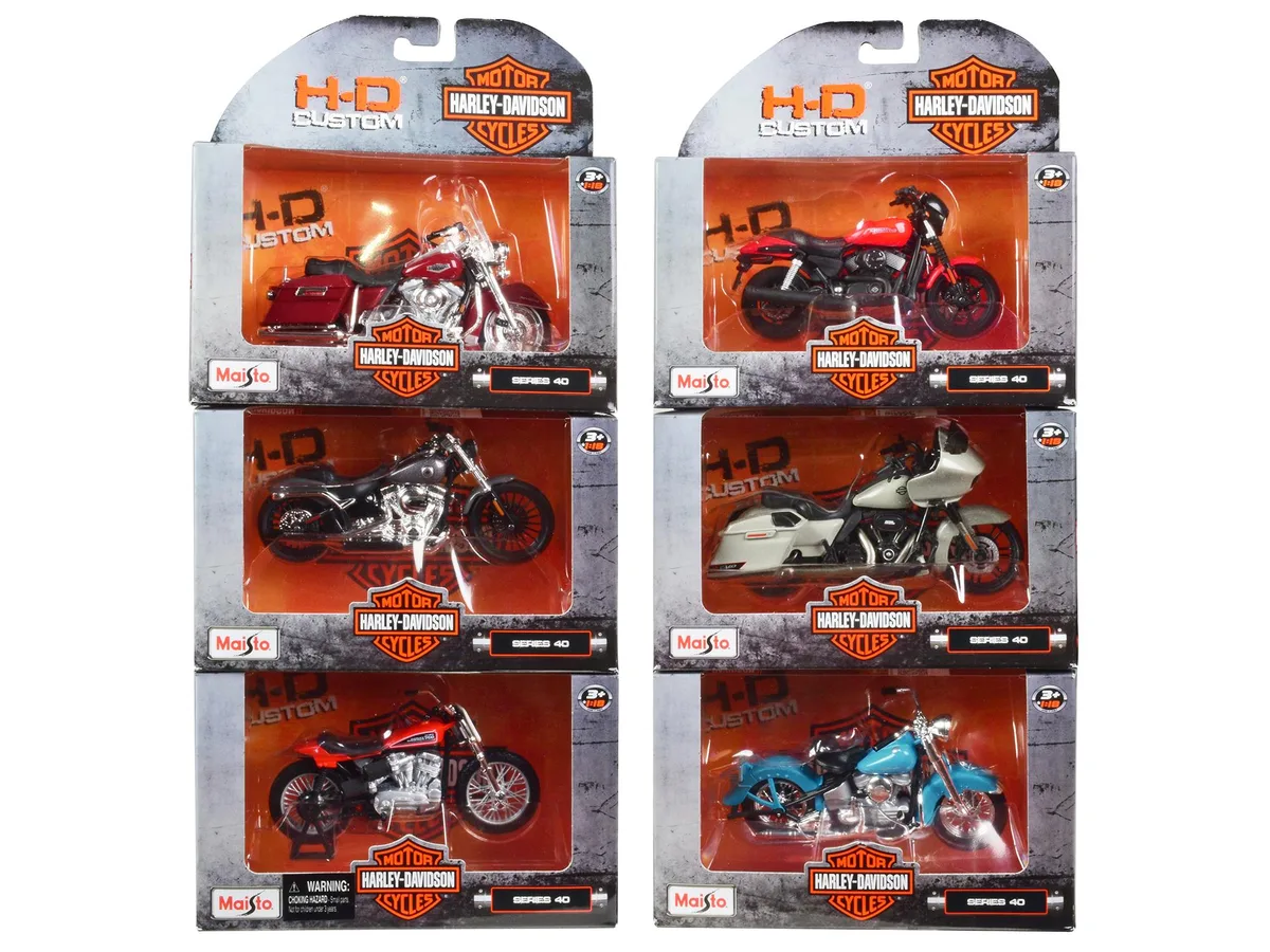 Maisto Maisto Harley-Davidson 6-Piece Set Series 40 1/18 Diecast Motorcycles hobby collectible — product photo