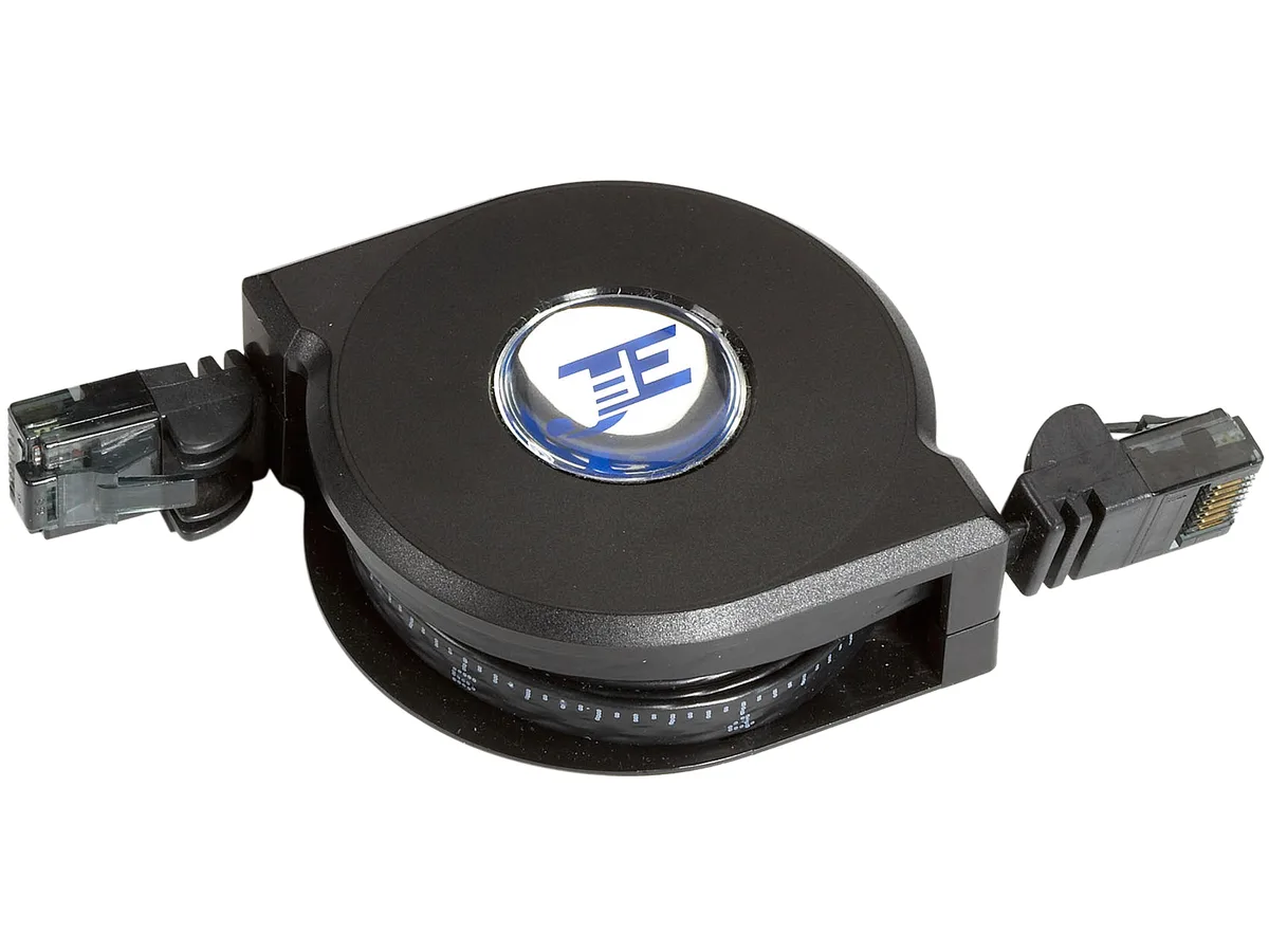 Retractable Cat6 ethernet cable with RJ45 connectors, 6.50 ft, 30 AWG