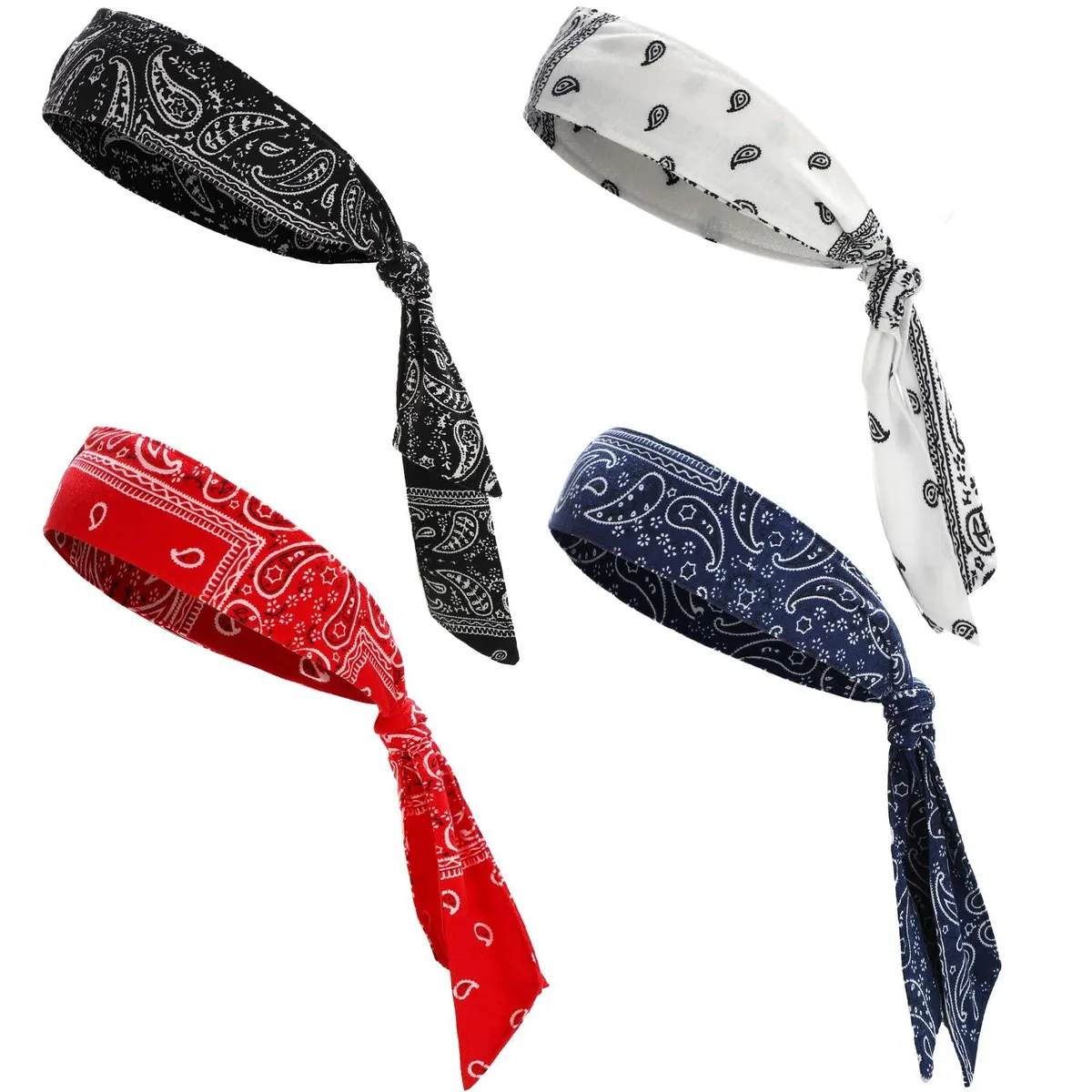 4 Pack Tie Headbands Bandana Camo Hair Bands — product photo